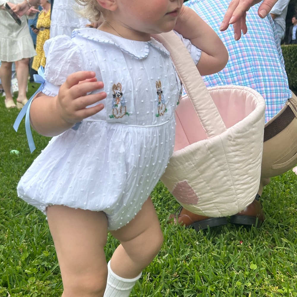 White Swiss Dot Embroidered Bunny Jumpsuit